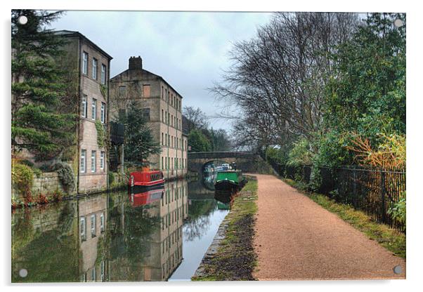  Rochdale Canal at Hebden Bridge Acrylic by Irene Burdell