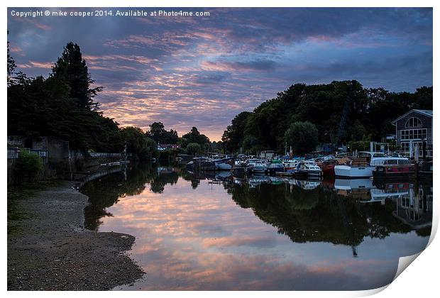  sunrise reflection on the thames Print by mike cooper