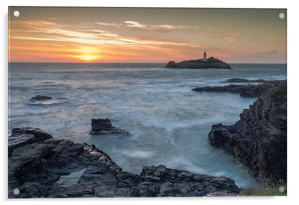  Godrevy Lighthouse at Sunset Acrylic by Bob Small