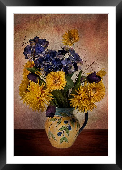 Sun flowers and vase Framed Mounted Print by Eddie John