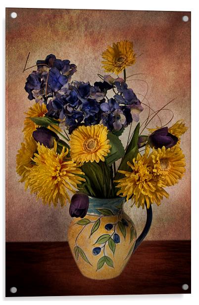 Sun flowers and vase Acrylic by Eddie John