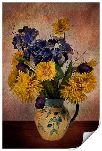 Sun flowers and vase Print by Eddie John