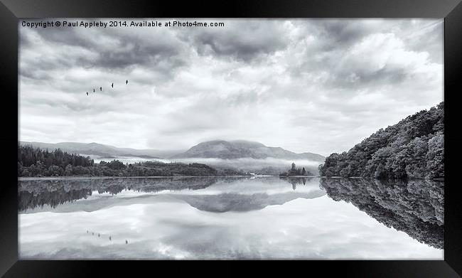 Loch Venachar, The Trossachs. Scotland. Monotone Framed Print by Paul Appleby
