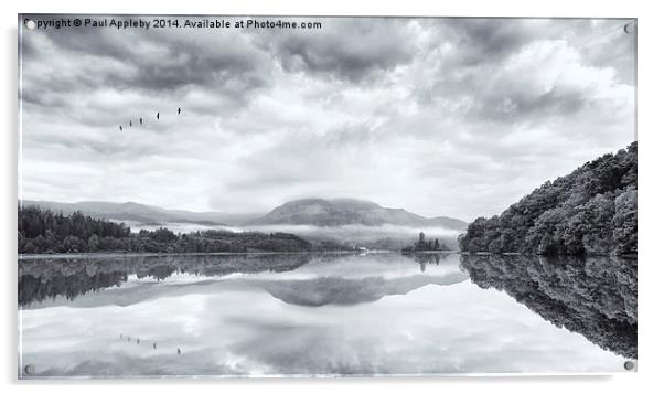 Loch Venachar, The Trossachs. Scotland. Monotone Acrylic by Paul Appleby