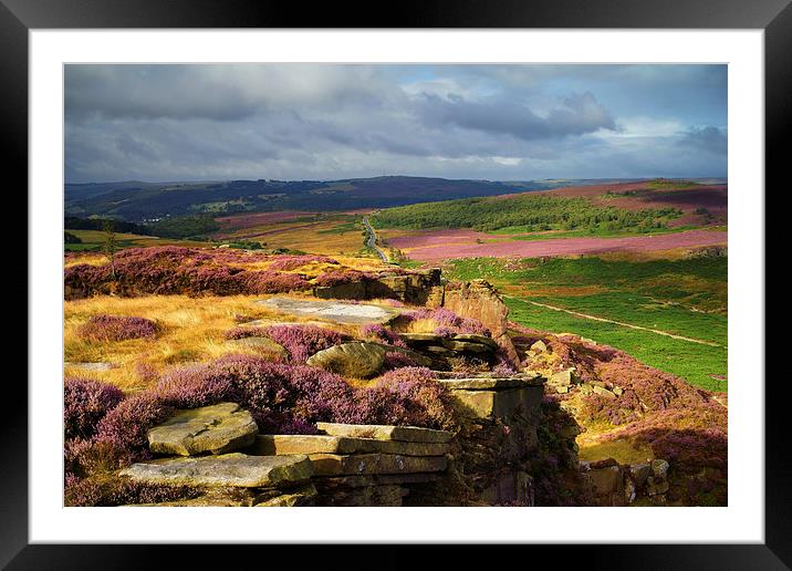 Burbage Rocks and Valley in Summer Framed Mounted Print by Darren Galpin