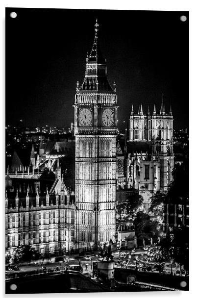 Big Ben night mono Acrylic by Sean Wareing