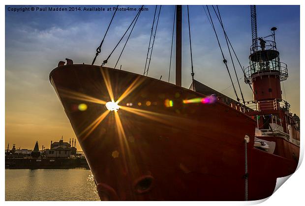 Sunbeams through the lightship Print by Paul Madden