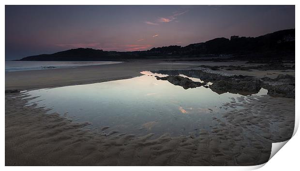 Langland bay low tide Print by Leighton Collins