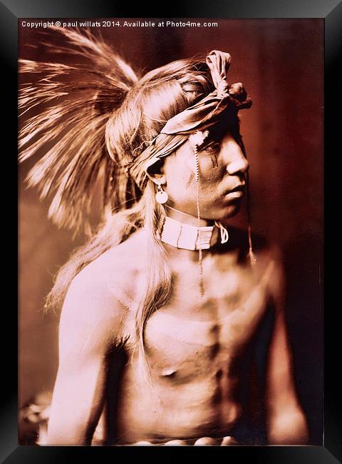  Young Native American Framed Print by paul willats