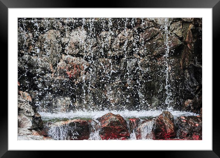 Waterfall droplets Framed Mounted Print by lorraine cox