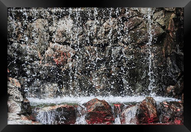 Waterfall droplets Framed Print by lorraine cox