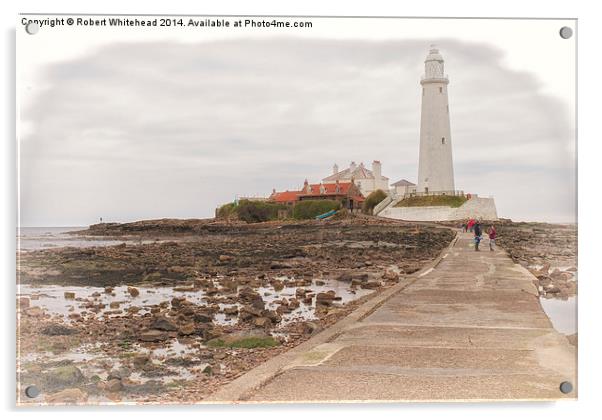  St Mary's Lighthouse, Whitley Bay Acrylic by Robert Whitehead