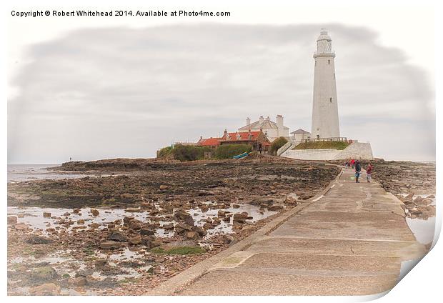  St Mary's Lighthouse, Whitley Bay Print by Robert Whitehead