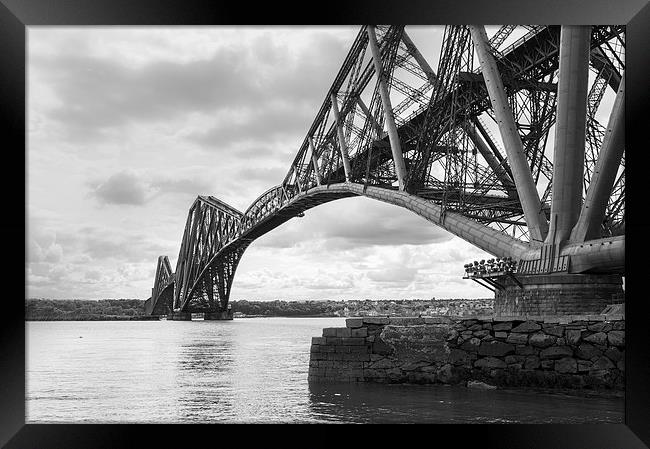 Forth Rail Bridge north east view black and white  Framed Print by Gary Eason