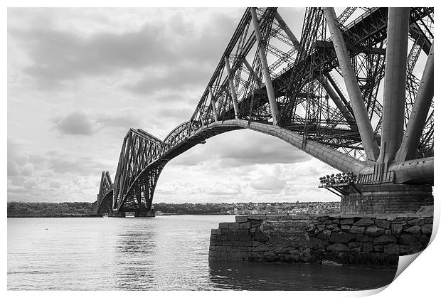Forth Rail Bridge north east view black and white  Print by Gary Eason