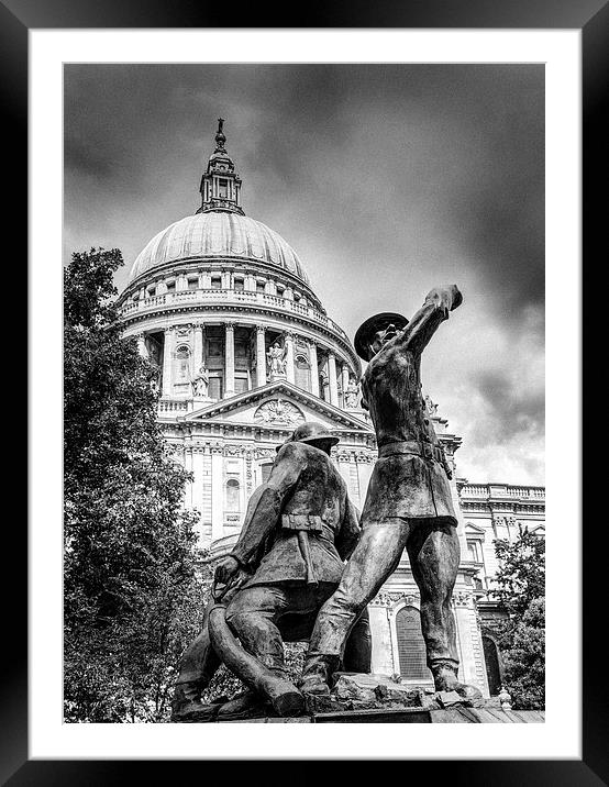 Blitz firefighters memorial grainy black and white Framed Mounted Print by Gary Eason