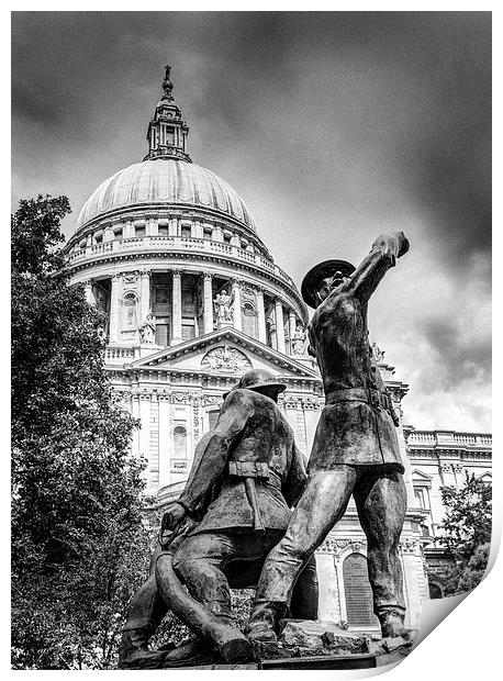 Blitz firefighters memorial grainy black and white Print by Gary Eason