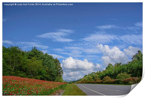  Along a Mountain Road Print by Judy Hall-Folde