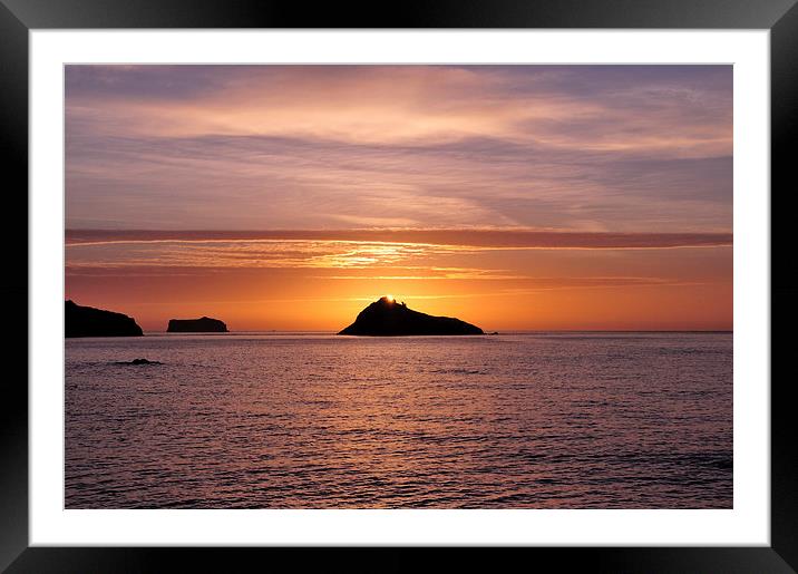  Thatcher Rock Sunrise taken from Meadfoot Beach Framed Mounted Print by Rosie Spooner