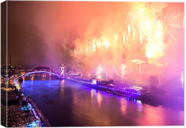   Great North Run Million Opening Ceremony - Firew Canvas Print by Paul Appleby