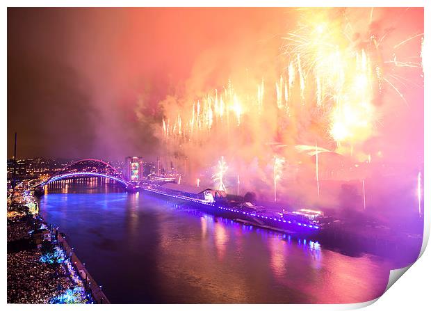   Great North Run Million Opening Ceremony - Firew Print by Paul Appleby