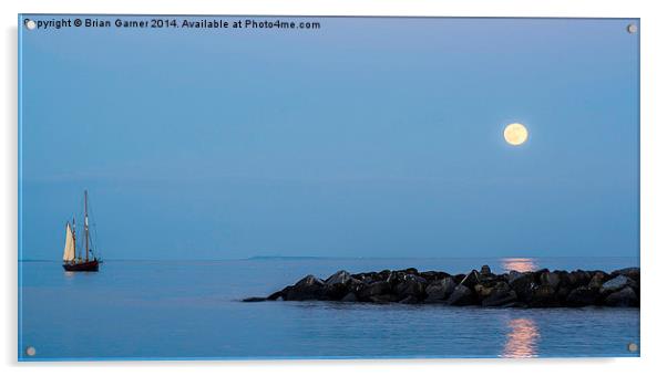  Moons Rise Over the Sea at Lyme Regis Acrylic by Brian Garner