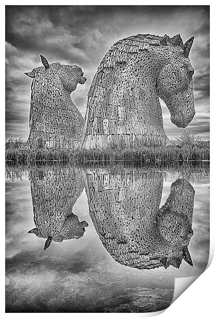  Kelpie Reflections (in mono) Print by Mark Godden