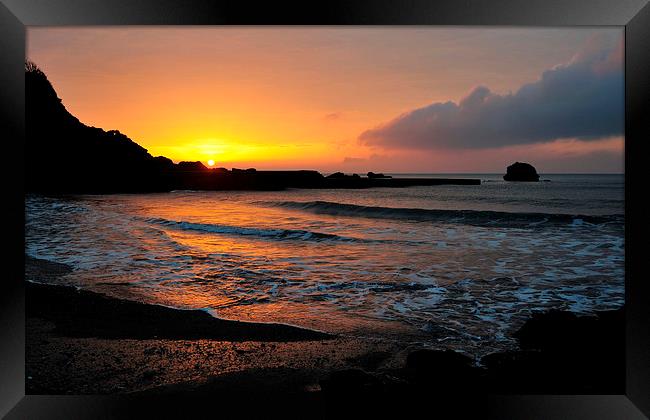  Millendreath Beach Looe at Sunrise Framed Print by Rosie Spooner