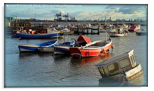 FISHING BOATS AT SOUTH GARE REDCAR  Acrylic by ROS RIDLEY