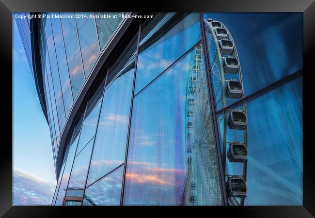 Liverpool wheel reflections Framed Print by Paul Madden