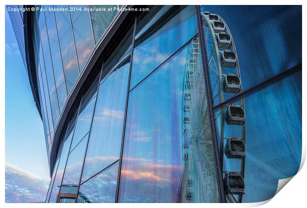 Liverpool wheel reflections Print by Paul Madden