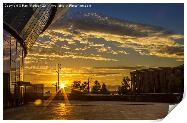 Sunset at the Liverpool Arena Print by Paul Madden