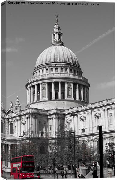  Red London Bus in front of St Paul's Canvas Print by Robert Whitehead