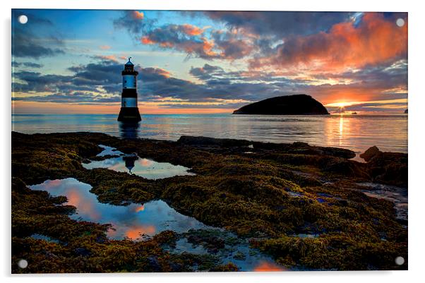  Trwyn Du Lighthouse Penmon Anglesey Acrylic by Mal Bray