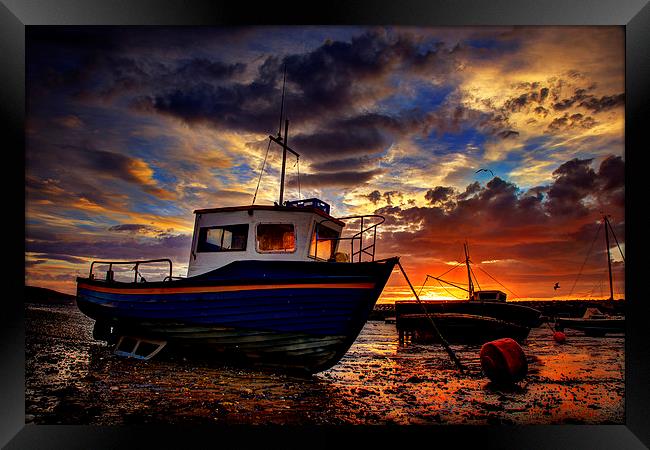  Rhos on Sea Boats Sunrise Framed Print by Mal Bray