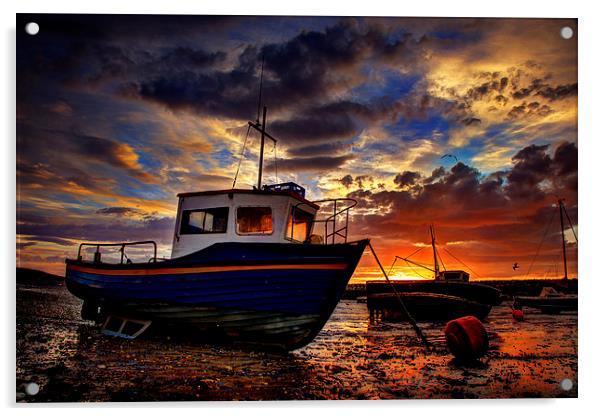  Rhos on Sea Boats Sunrise Acrylic by Mal Bray