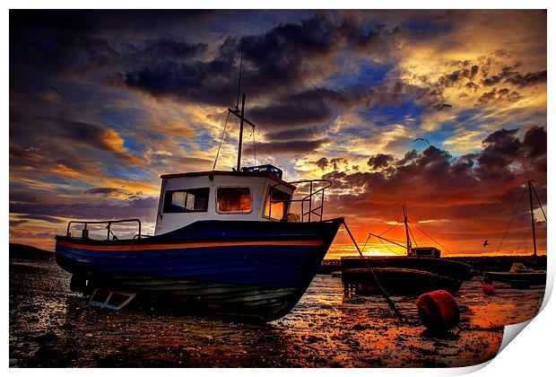  Rhos on Sea Boats Sunrise Print by Mal Bray