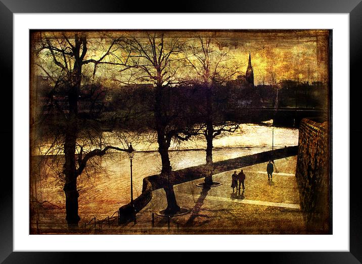  A Romaticised Chester Riverwalk Scene Framed Mounted Print by Mal Bray