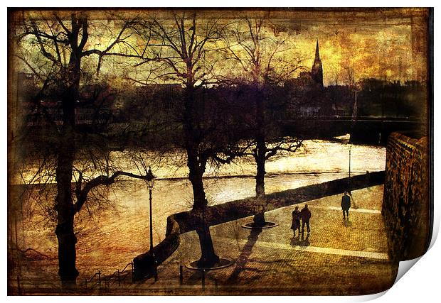  A Romaticised Chester Riverwalk Scene Print by Mal Bray