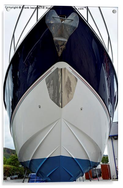  The bow of a yacht set against a blue sky. Acrylic by Frank Irwin