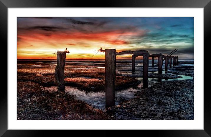  Sunset over the old jetty at Snettisham Framed Mounted Print by Gary Pearson