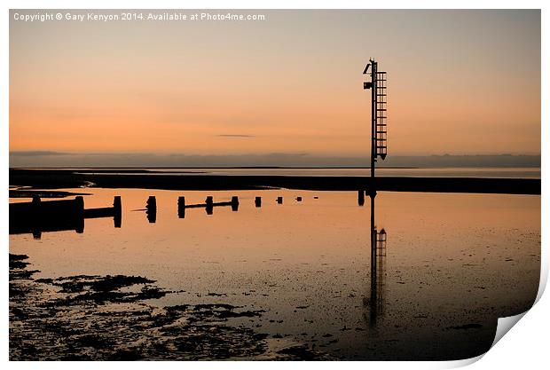  Sunset Reflections Fleetwood Beach Print by Gary Kenyon