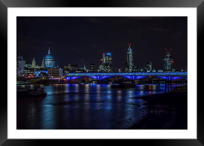 Viewing City of London across River Thames  Framed Mounted Print by Errord Jarrett
