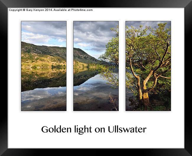   Golden light on Ullswater triptych. Framed Print by Gary Kenyon