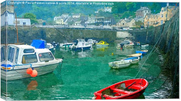  Lynmouth harbour in Devon Canvas Print by Paula Palmer canvas