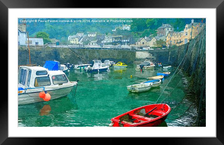  Lynmouth harbour in Devon Framed Mounted Print by Paula Palmer canvas