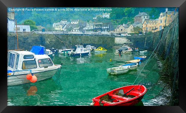  Lynmouth harbour in Devon Framed Print by Paula Palmer canvas