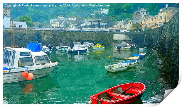  Lynmouth harbour in Devon Print by Paula Palmer canvas