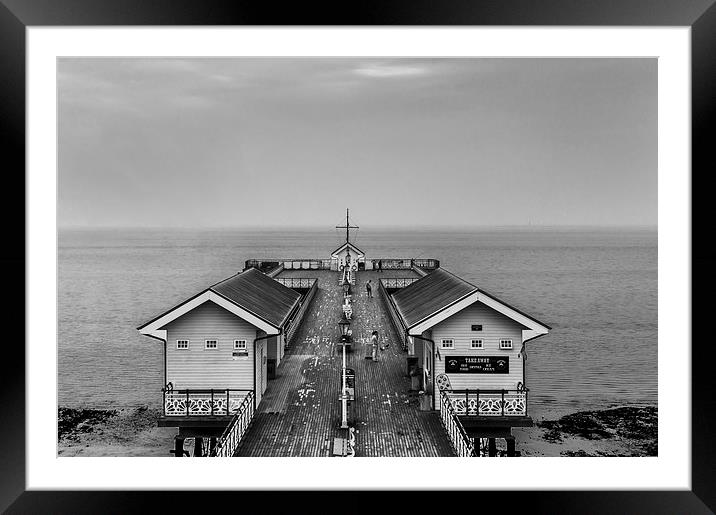 Penarth Pier Black and White Framed Mounted Print by Steve Purnell