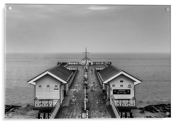 Penarth Pier Black and White Acrylic by Steve Purnell